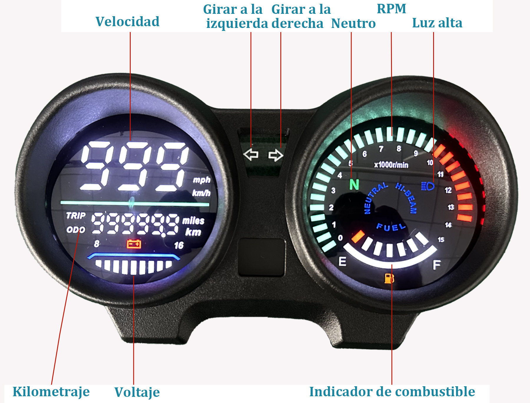 Painel digital de velocímetro e tacômetro para moto (Honda CG 150 Titan CG 150 Fan ESI)