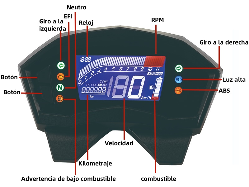 Painel digital para moto velocímetro tacômetro para (Honda Cb 250F Twister S/Abs (2016 2017 2018))