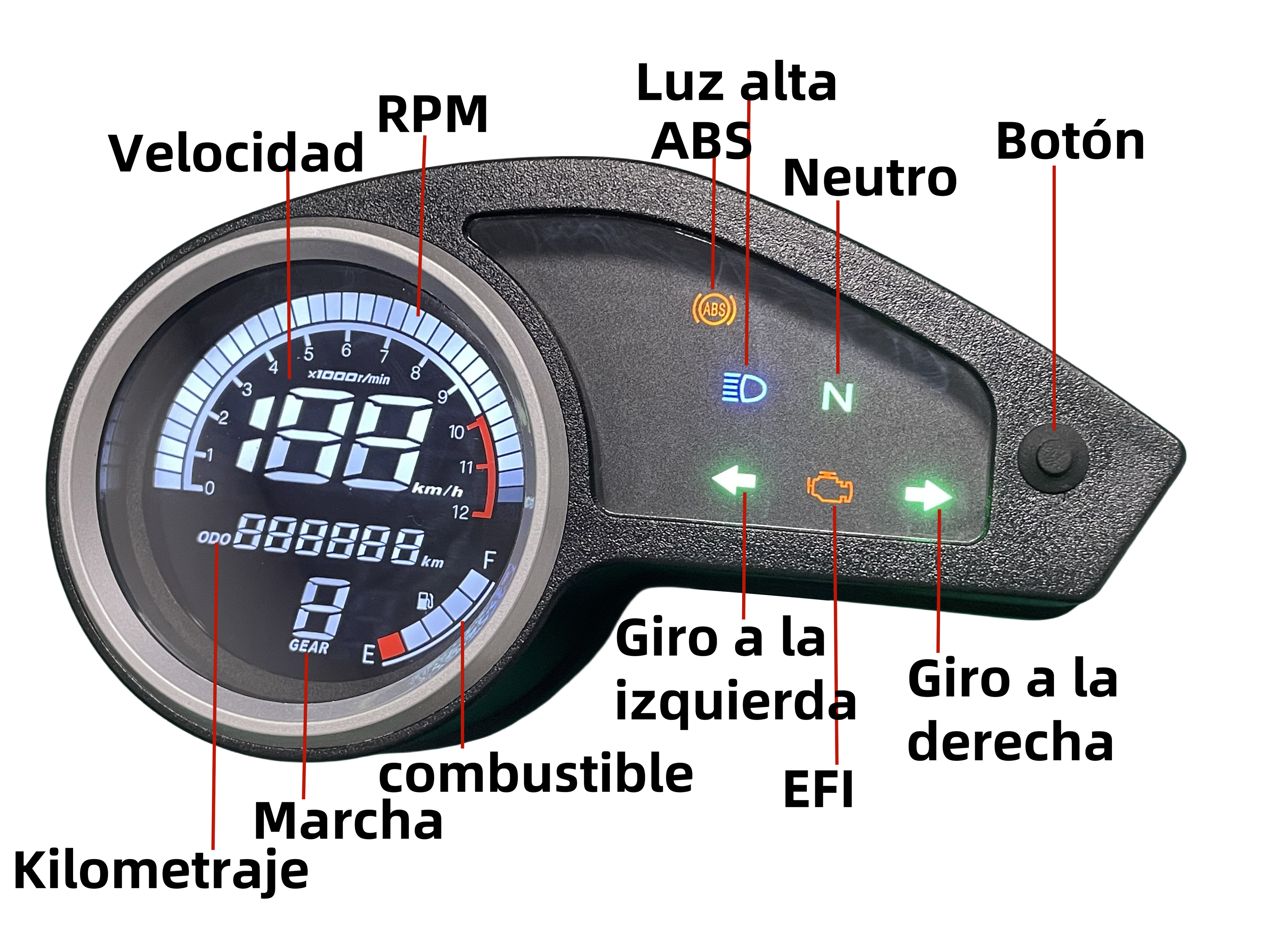 Painel digital universal para moto velocímetro tacômetro para (Honda NXR 150, Italika DM250X, Victory MRX 125, Vento Crossmax 200 Bros, Honda XR 150, Italika DM200, Digital XL, XR, MRX Y, Zanella ZR 200)