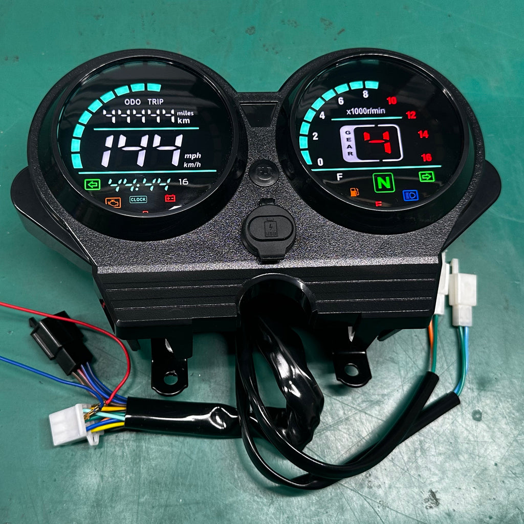 Painel digital para moto, velocímetro, tacômetro para (Honda CG 125 deluxe, Honda CG 125 DLX, Italika Forza 150 FT150 Gts, Haojue Xpress 125, MOTOTAXI 150, Land Roys RICO LR 150-28, Zongshen ZS-150, Zongshen Chambera 150, Zongshen RX150, Haojin 200)