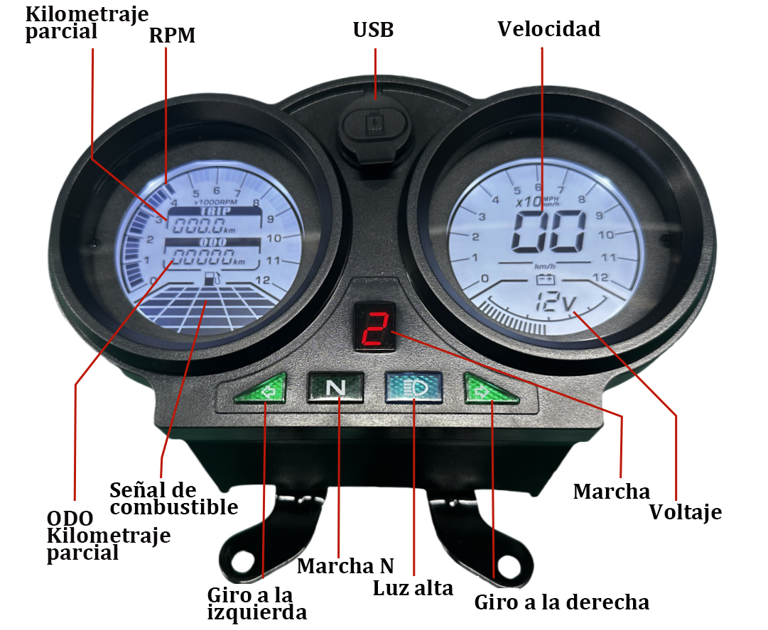 Painel digital para moto velocímetro tacômetro para (Bera SBR150 (Bera Moto 150cc CG))