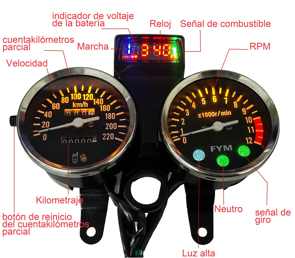 Painel digital para moto velocímetro tacômetro para (Suzuki GN 125, Suzuki Intruder 125 ED, Suzuki GN125 Cafe Racer, Cruiser 200, CG125)