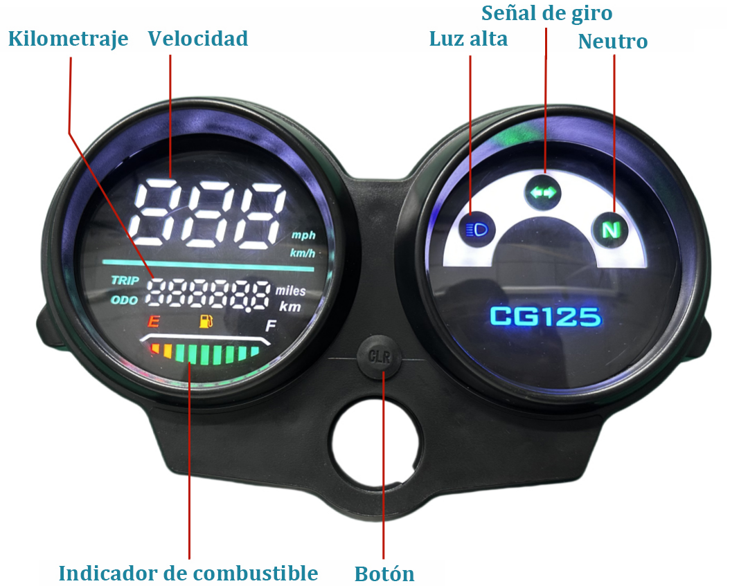 Painel digital para moto velocímetro tacômetro para (Honda CG 125 Titan/Titan KSE, Honda Fan 125 Es/Hero Splendor Plus, Honda Deluxe 125)