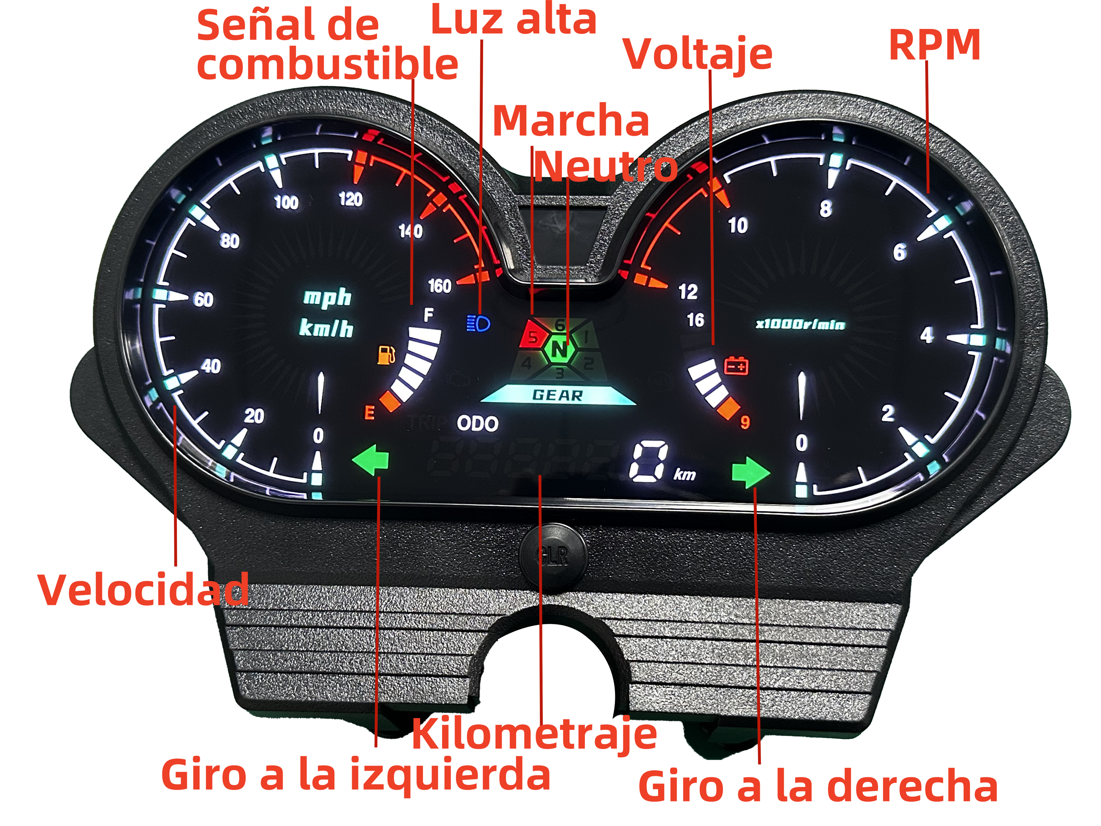 painel digital para moto velocímetro tacômetro para （Honda CG 125 deluxe, CG 125 DLX Italika Forza 150, FT150 Gts Mototaxi 150 Land Roys RICO LR 150-28 Zongshen zs-150, Chambera 150, RX150）