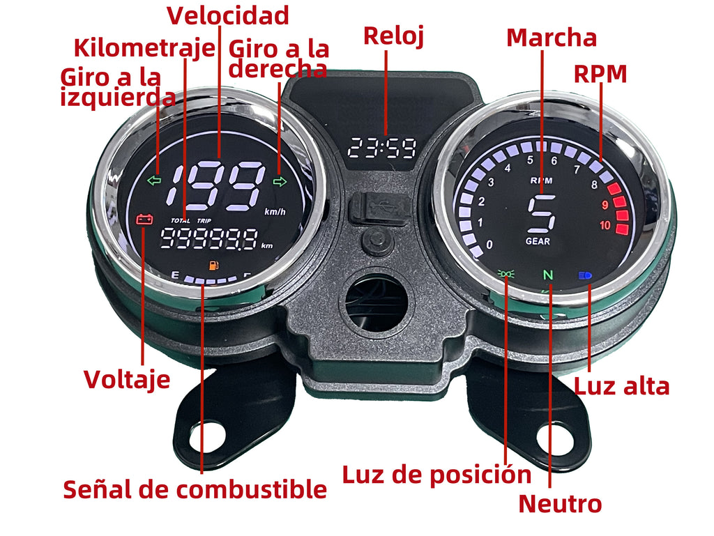 Painel digital para moto velocímetro tacômetro para (GN125, CM125, Italika Dt 125, Italika Ft 150, Suzuki GN 125, Italika Rc200, Ek Express 2024, Super Gato 150, CG 250, NOVO TAURO 200cc, VENTO Ryder 150, Kenton GL 200)