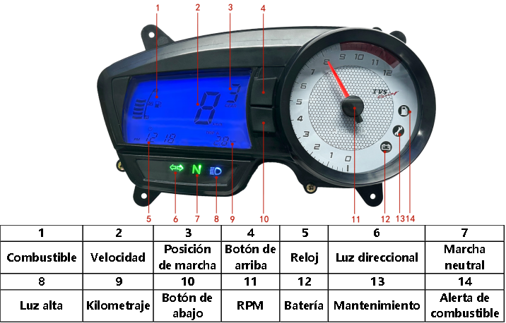 Painel digital para moto velocímetro tacômetro para (TVS Apache RTR 160, TVS Apache RTR 180)