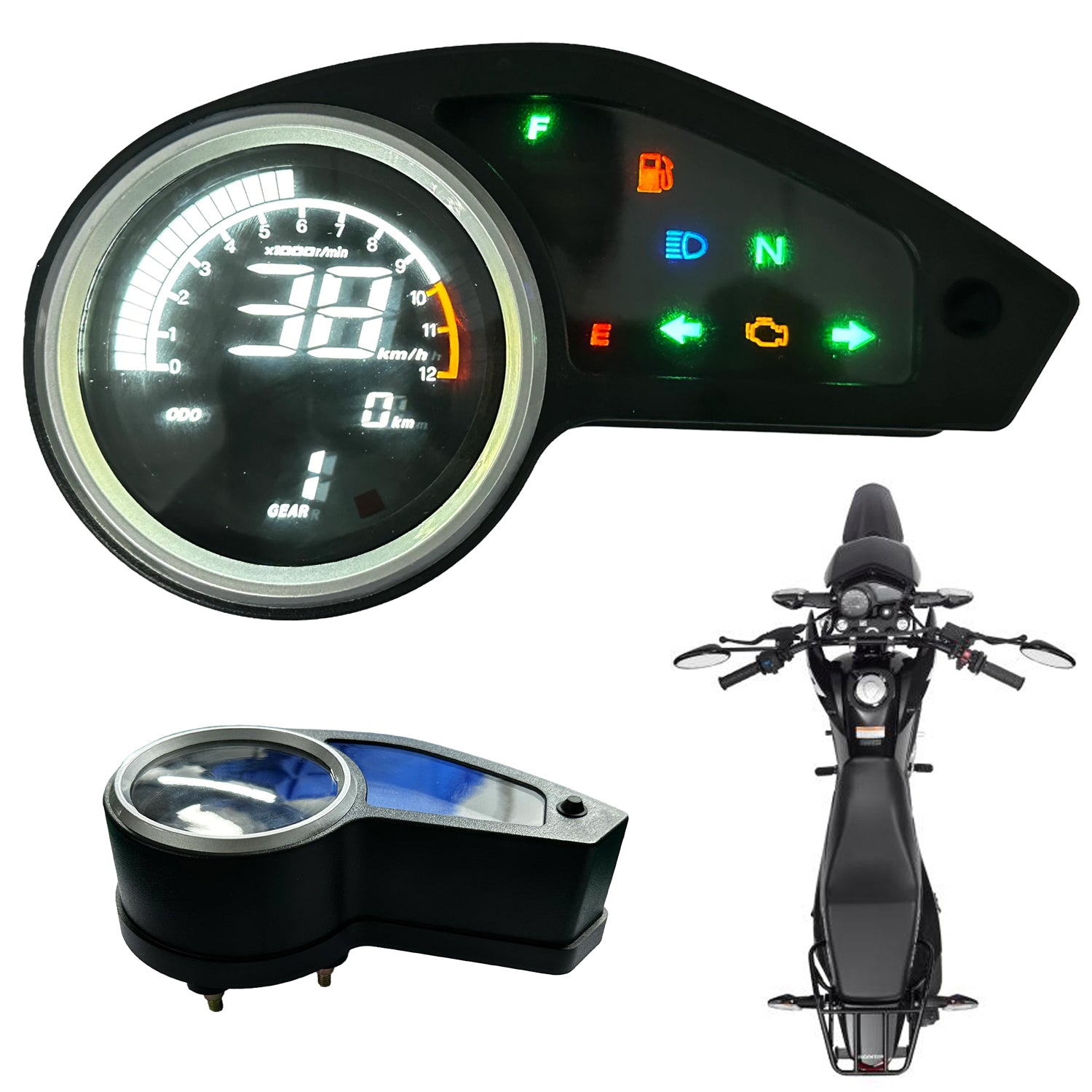 Painel digital universal para moto velocímetro tacômetro para (Honda NXR 150, Italika DM250X, Victory MRX 125, Vento Crossmax 200 Bros, Honda XR 150, Italika DM200, Digital XL, XR, MRX Y, Zanella ZR 200)
