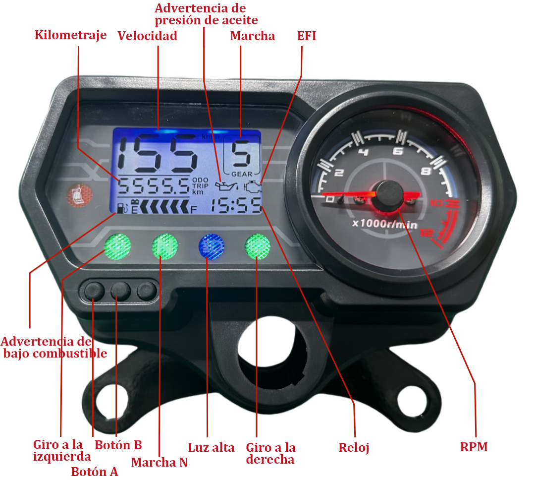 Painel digital para motocicleta (velocímetro e tacômetro) para Honda CG125, Honda TMX125, RUSI Macho Tc 125/150, Skygo 125, Bera SBR150, AVA150