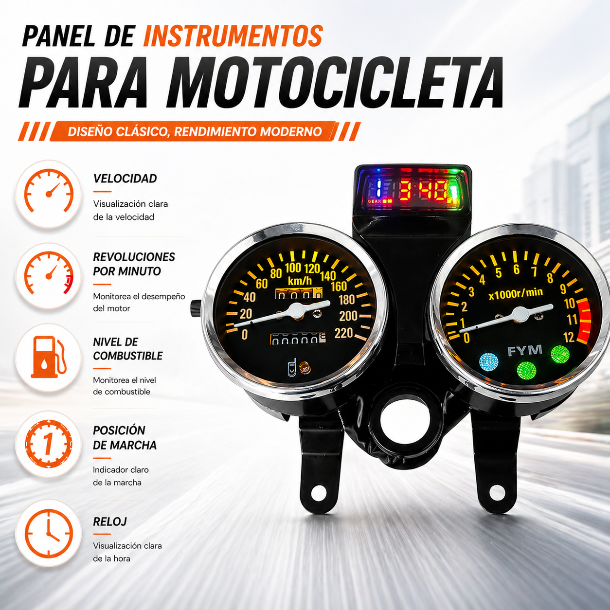 Painel digital para moto velocímetro tacômetro para (Suzuki GN 125, Suzuki Intruder 125 ED, Suzuki GN125 Cafe Racer, Cruiser 200, CG125)