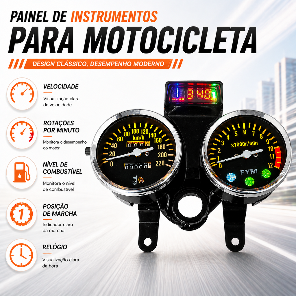 Painel digital para moto velocímetro tacômetro para (Suzuki GN 125, Suzuki Intruder 125 ED, Suzuki GN125 Cafe Racer, Cruiser 200, CG125)