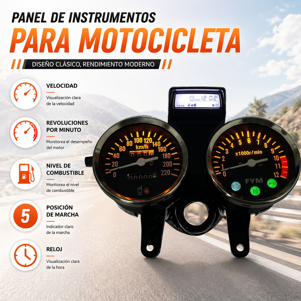 painel digital para moto velocímetro tacômetro para (Suzuki GN 125, Suzuki Intruder 125 ED, Suzuki GN125 Cafe Racer, CG125, Cruiser 200, Lifan LF125)