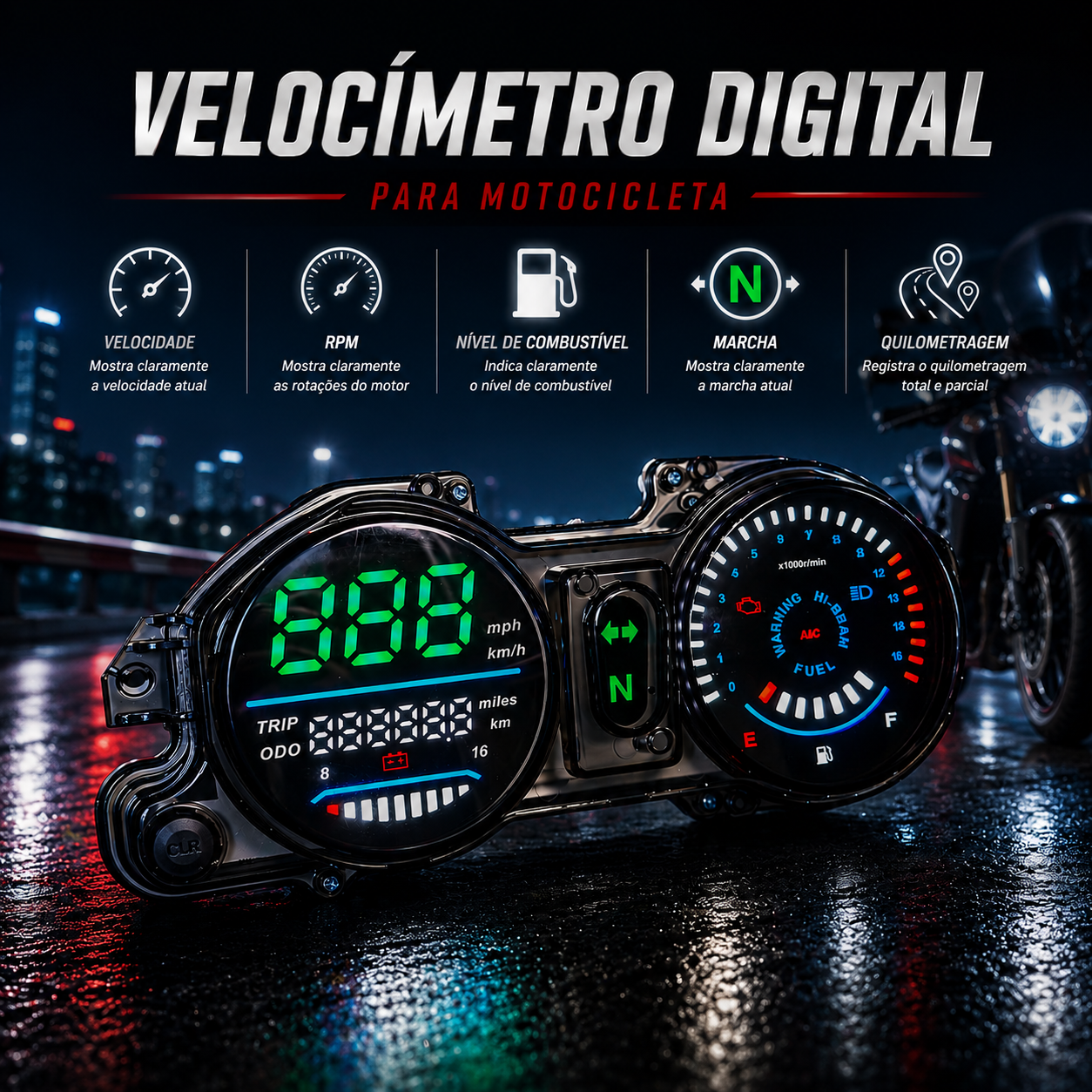 Painel digital universal para moto velocímetro tacômetro para (Titan 150 ESD 2009 CG Titan 150 painel Honda Titan Mix 150)