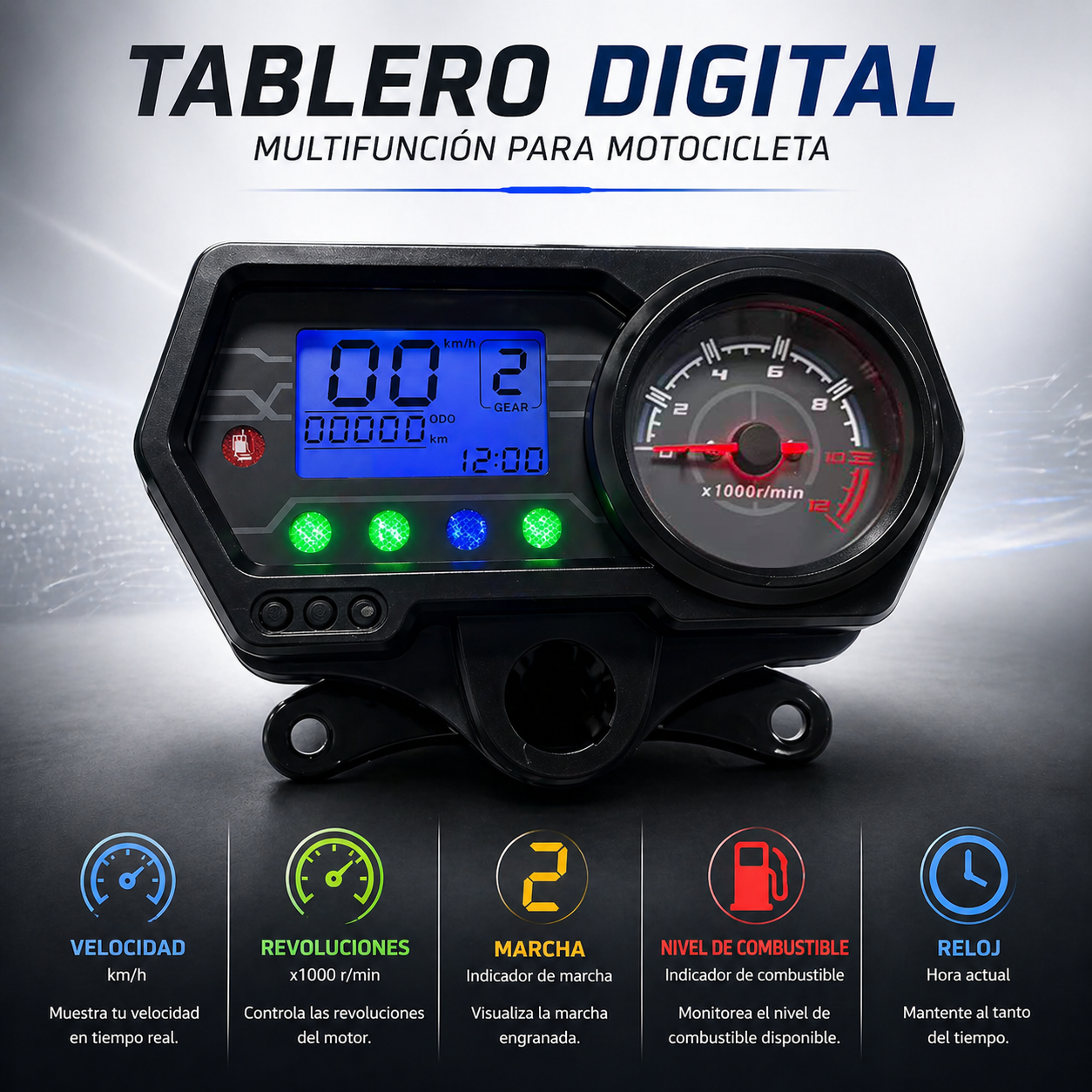Painel digital para motocicleta (velocímetro e tacômetro) para Honda CG125, Honda TMX125, RUSI Macho Tc 125/150, Skygo 125, Bera SBR150, AVA150