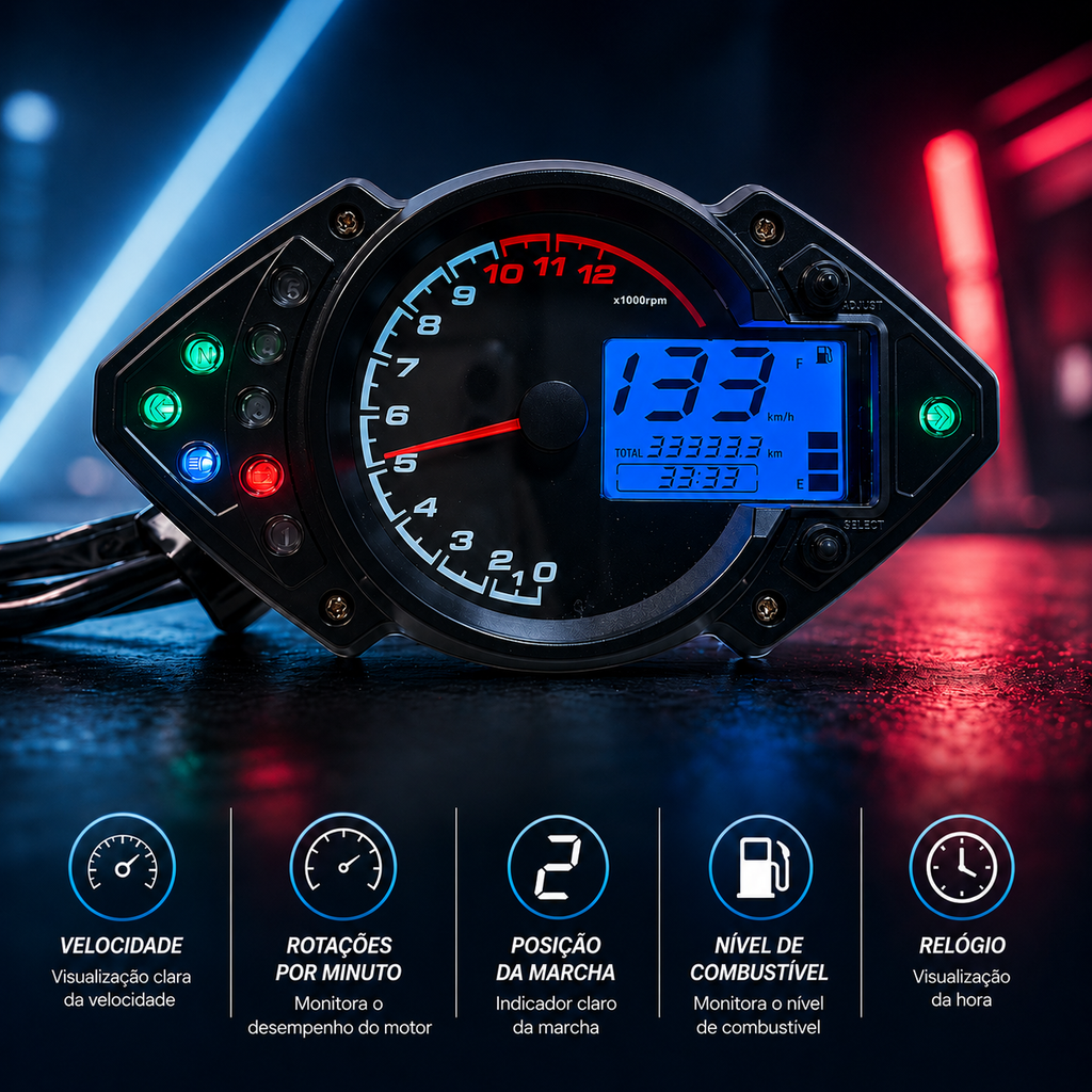 Painel digital para moto velocímetro tacômetro para (Keeway RKS 100cc 2v, RKS 125, Benelli VLM 150, Vigorey VLR 200, Keeway RSK 150, Keeway RKS 150 GS post)