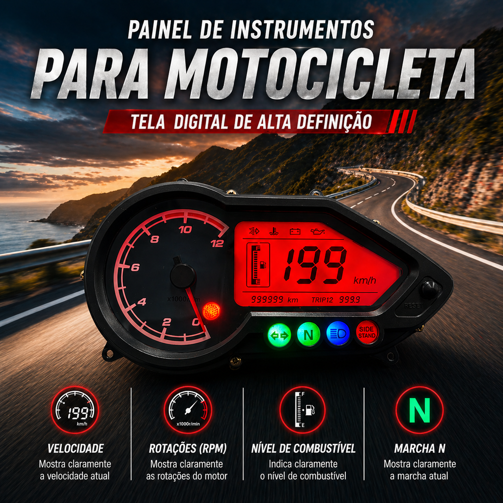 Painel digital para moto velocímetro tacômetro para (BAJAJ Pulsar 125 150 180 200 220NS)