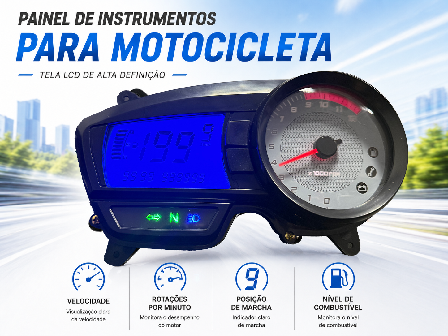 Painel digital para moto velocímetro tacômetro para (TVS Apache RTR 160, TVS Apache RTR 180)