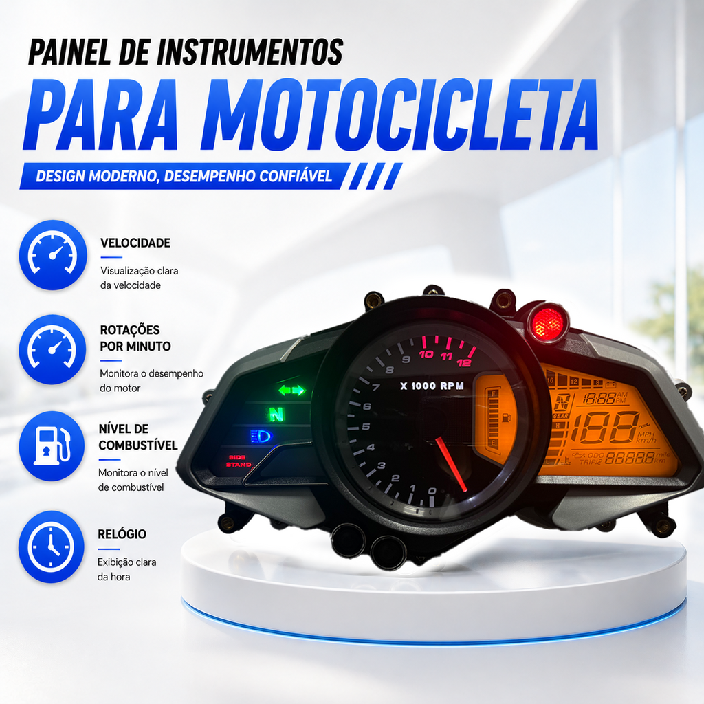 Painel digital para moto velocímetro tacômetro para (Bajaj Pulsar 200NS, Bajaj Pulsar 125NS, Bajaj Pulsar 160NS, Kawasaki Rouser NS160 Fi, Kawasaki Rouser NS150, Kawasaki Rouser RS200)