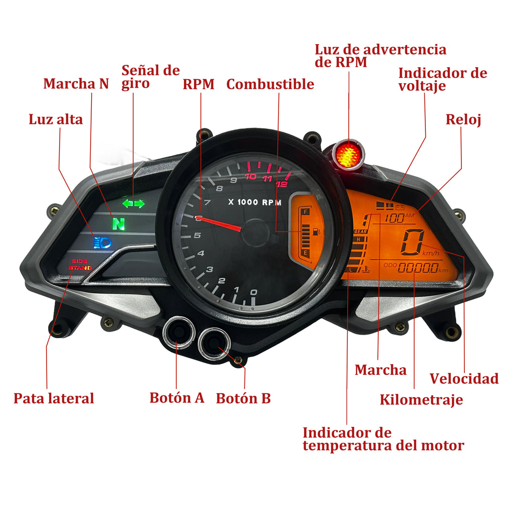 Painel digital para moto velocímetro tacômetro para (Bajaj Pulsar 200NS, Bajaj Pulsar 125NS, Bajaj Pulsar 160NS, Kawasaki Rouser NS160 Fi, Kawasaki Rouser NS150, Kawasaki Rouser RS200)