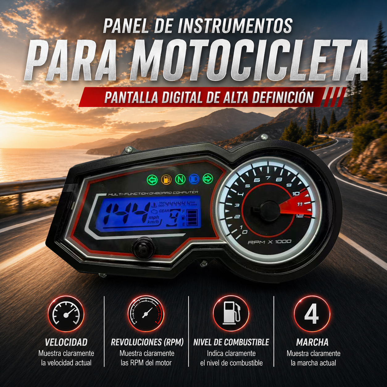 Painel digital para moto velocímetro tacômetro para (Vento Lithium 190 cc, Lithium 150, Hornet GT 200, Mondial 180 Z ONE S 2014-2019, Lexmoto zsx 125cc, Wanxin Rebel 200 2022, Ryuka RK200, FREEDOM F51, Painel NEXUS 150CG, Akt Ttr 180)