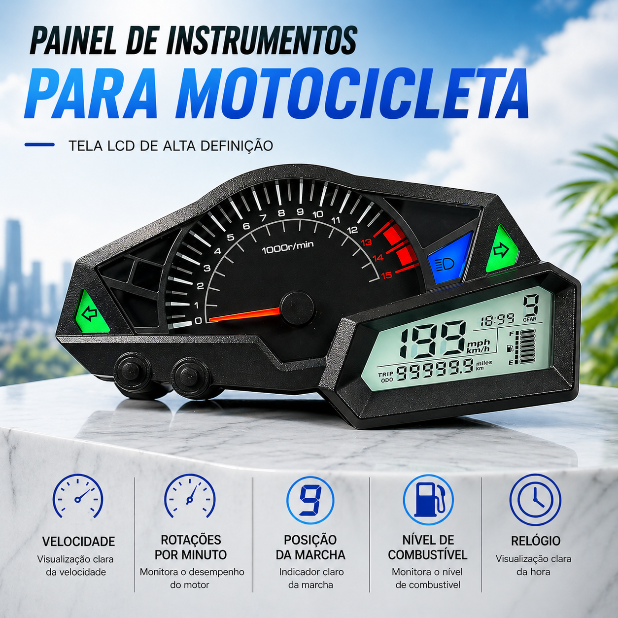 Painel digital para moto velocímetro tacômetro para (kawasaki ninja 250 fi/ z250/ 250fi 2 cilindros/ 4 tempos 2013 2014 2015 /300 /Z300 Dragon 200cc)