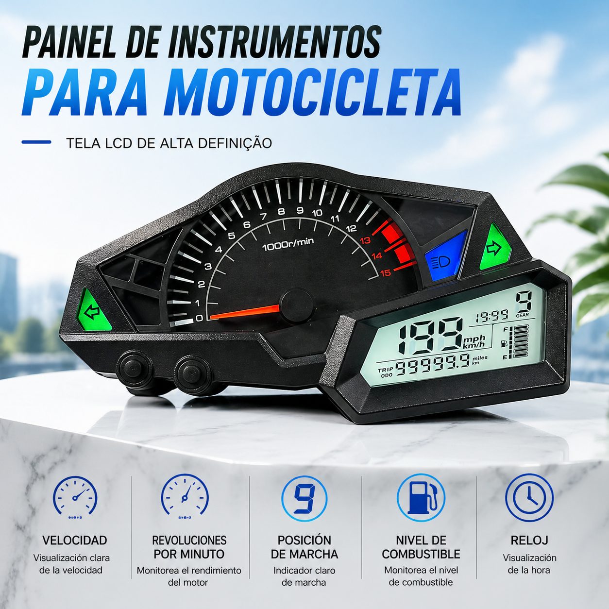 Painel digital para moto velocímetro tacômetro para (kawasaki ninja 250 fi/ z250/ 250fi 2 cilindros/ 4 tempos 2013 2014 2015 /300 /Z300 Dragon 200cc)