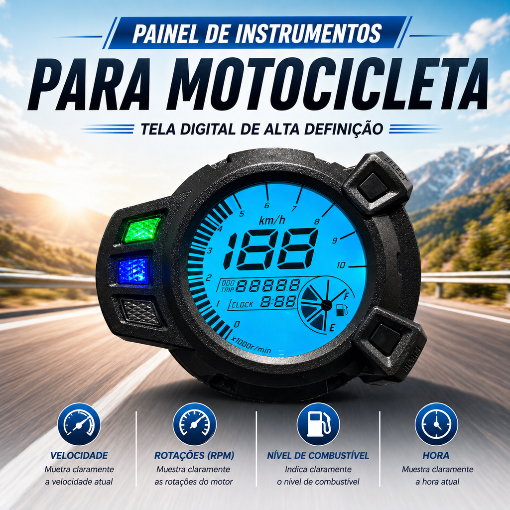 Painel digital universal para velocímetro e tacômetro de moto (Yamaha Zuma125, BWS125, YW125, Kymco Agility 125, XBWS 125, Cross 2.0 125 ccm rot, DUCONDA DUX 150, speedo/Digitalmeter KTC xride (TTX) di fino fi 115)