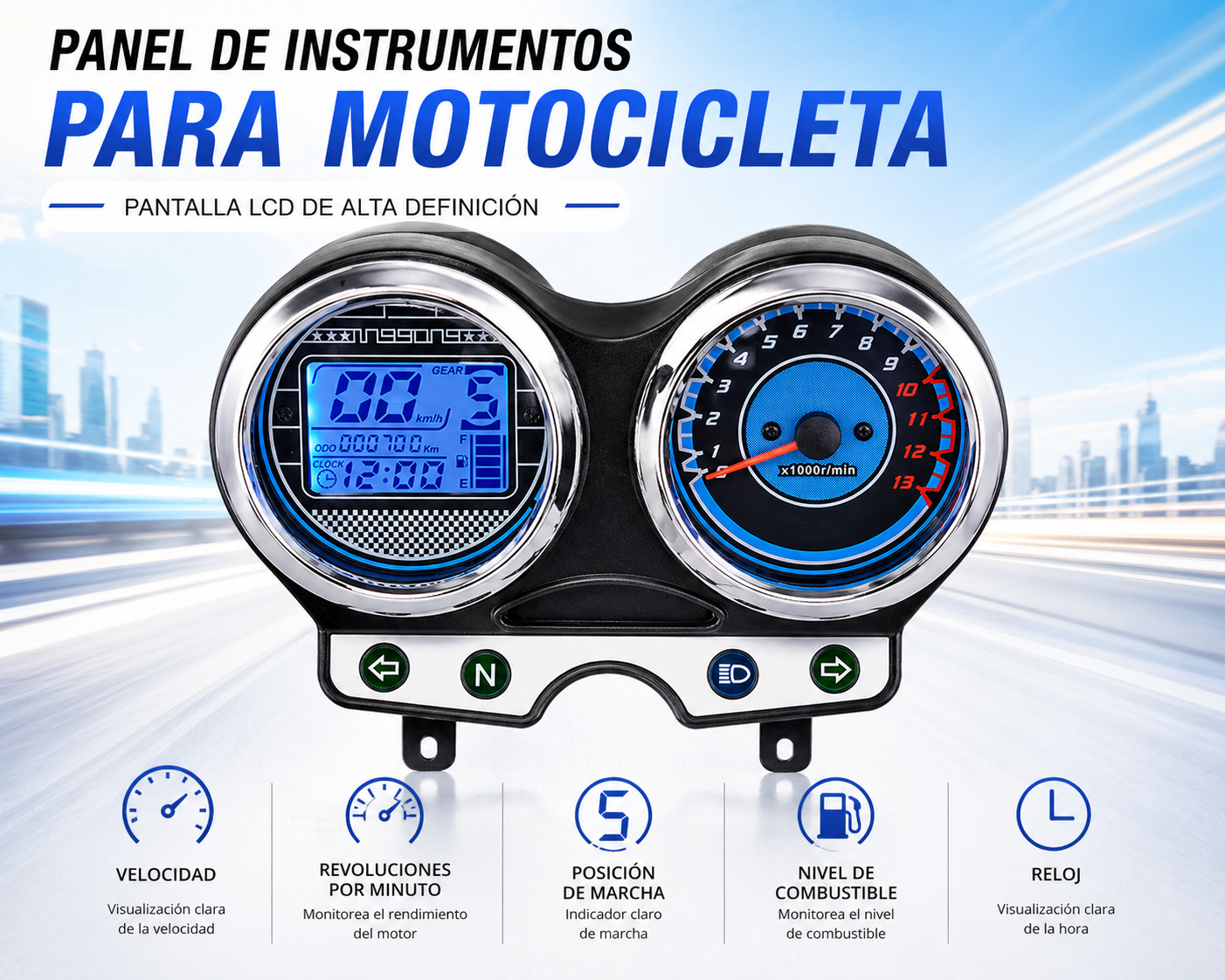 Painel digital para moto velocímetro tacômetro para (Suzuki Yes 125, Suzuki En125 En150 Gs125, Suzuki Thunder 125, Suzuki Gsr 150i, Suzuki En125-2a, Suzuki RGS 150i)
