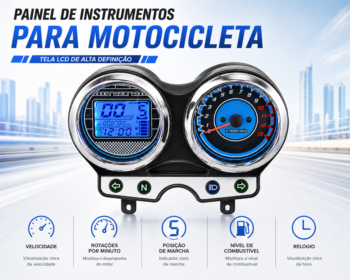 Painel digital para moto velocímetro tacômetro para (Suzuki Yes 125, Suzuki En125 En150 Gs125, Suzuki Thunder 125, Suzuki Gsr 150i, Suzuki En125-2a, Suzuki RGS 150i)
