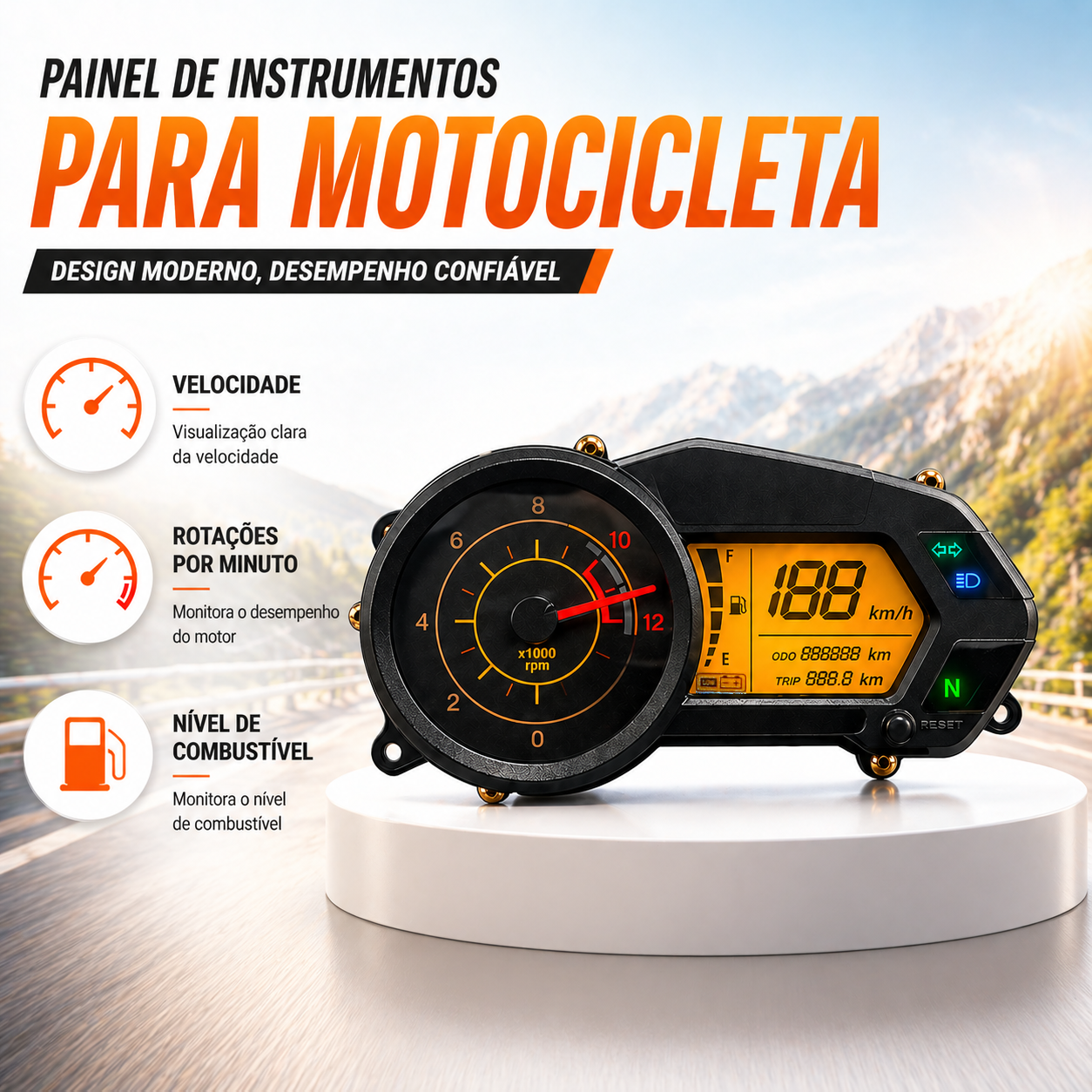 Painel digital para moto velocímetro tacômetro para (Bajaj Pulsar 135 LS Kawasaki Rouser 135LS Kawasaki Rouser NS125Fi)
