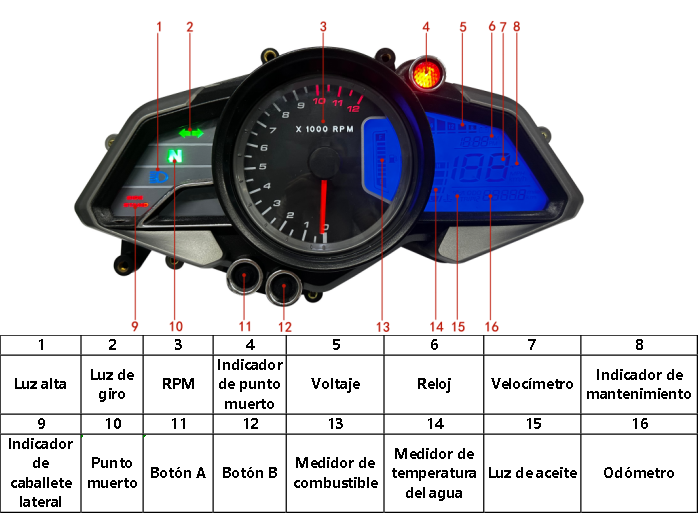 Painel digital para moto velocímetro tacômetro para (Bajaj Pulsar 200NS, Bajaj Pulsar 125NS, Bajaj Pulsar 160NS, Kawasaki Rouser NS160 Fi, Kawasaki Rouser NS150, Kawasaki Rouser RS200)