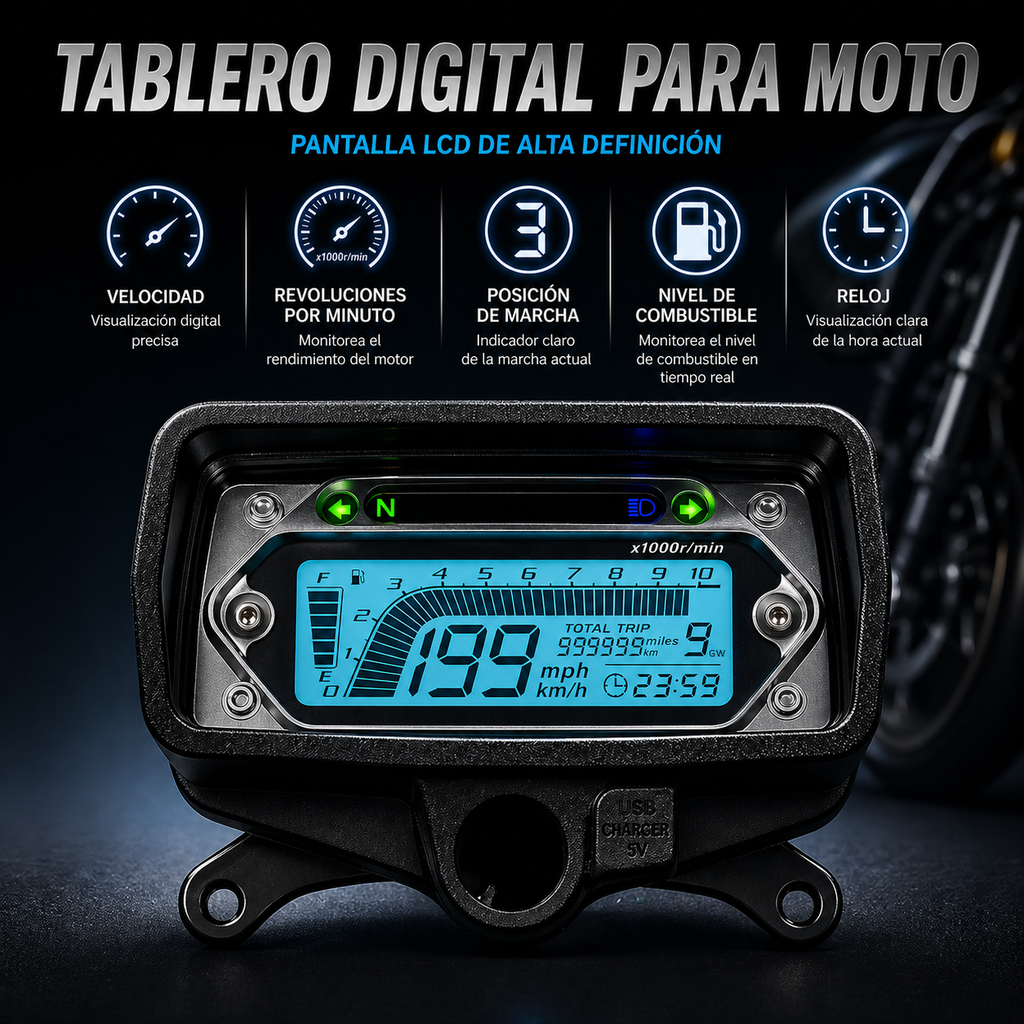 Painel digital para moto velocímetro tacômetro para (CG125 (Honda CG125, Honda TMX125, RUSI Macho Tc 125/150, Skygo Prince 125), Velocímetro Italika Ex125 Forza 125 Ft125)