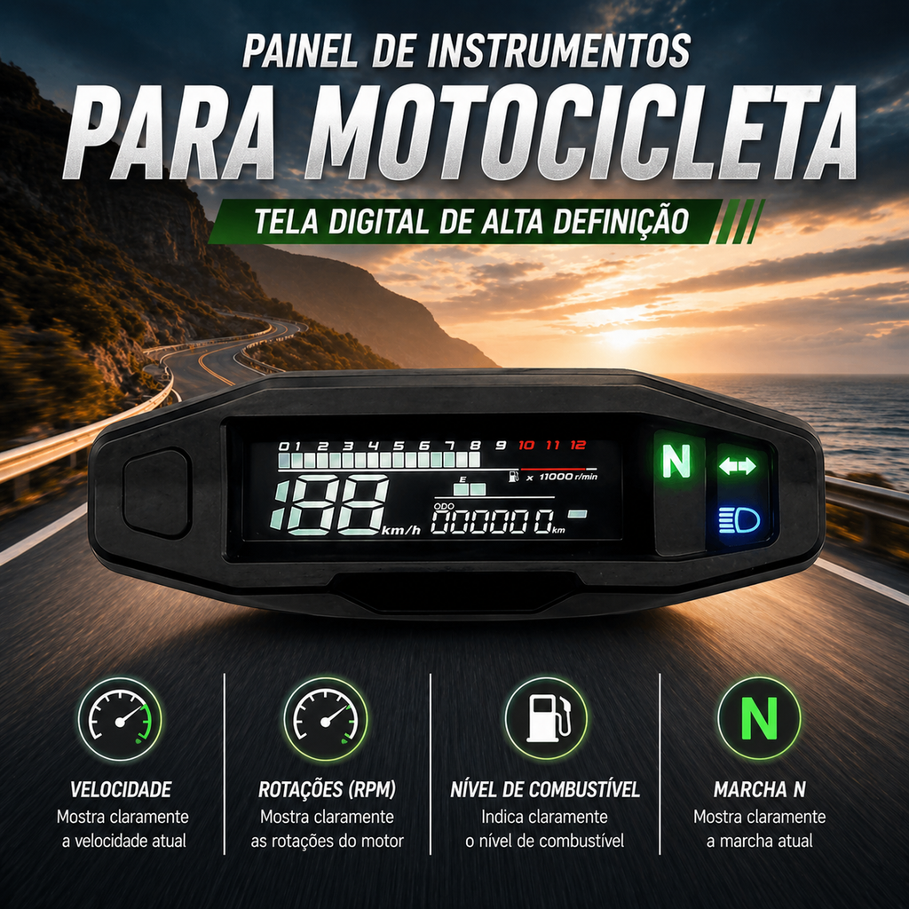Painel digital universal para motocicletas, velocímetro e tacômetro para (Rusi KRY200, KRY150, Honda CRF 150/CRF 250, Suzuki RM Z250, RM Z450 4.Yamaha YZ125/YZ250, KTM300, KTM300 EXC, KTM300 EXC F, KTM500 EXC, Russian KR200)