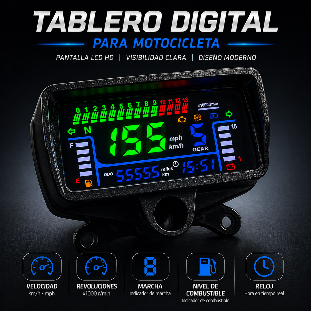 Painel digital para motocicleta Velocímetro Tacômetro para (Honda CG125, Honda TMX125, Rusi Macho Tc 125/150, Skygo Prince 125) Honda TMX125 Alpha, Velocímetro Italika Ex125 Forza 125 Ft125)