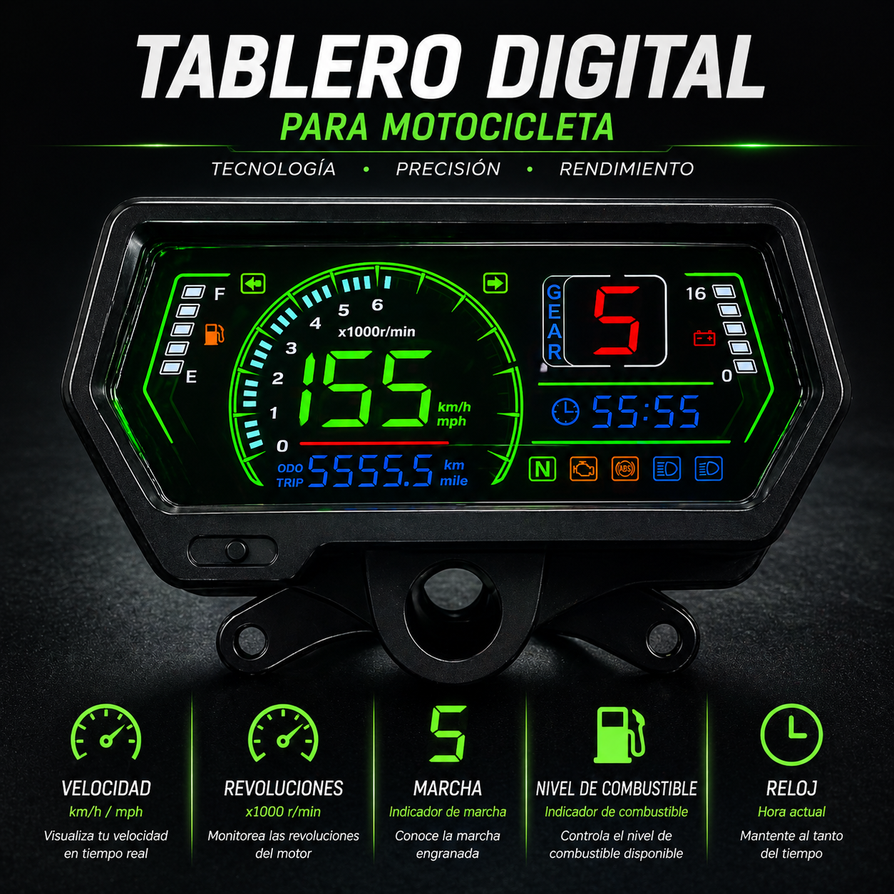 Painel digital para moto velocímetro tacômetro para (CG125 (Honda CG125, Honda TMX125, RUSI Macho Tc 125/150, Skygo 125), HONDA TMX ALPHA 125, escuda EM 200, AVA150, Bera SBR150)