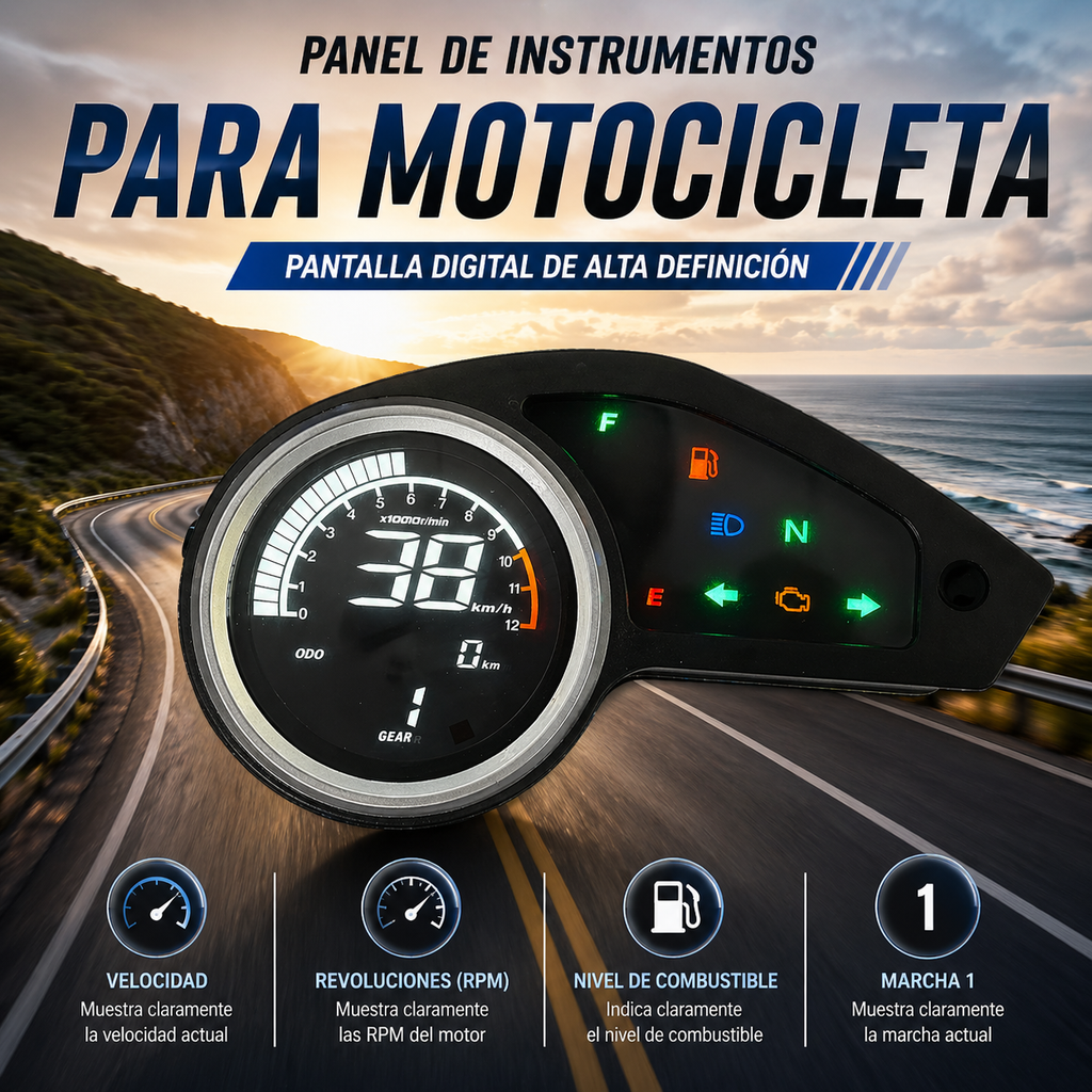 Painel digital universal para moto velocímetro tacômetro para (Honda NXR 150, Italika DM250X, Victory MRX 125, Vento Crossmax 200 Bros, Honda XR 150, Italika DM200, Digital XL, XR, MRX Y, Zanella ZR 200)