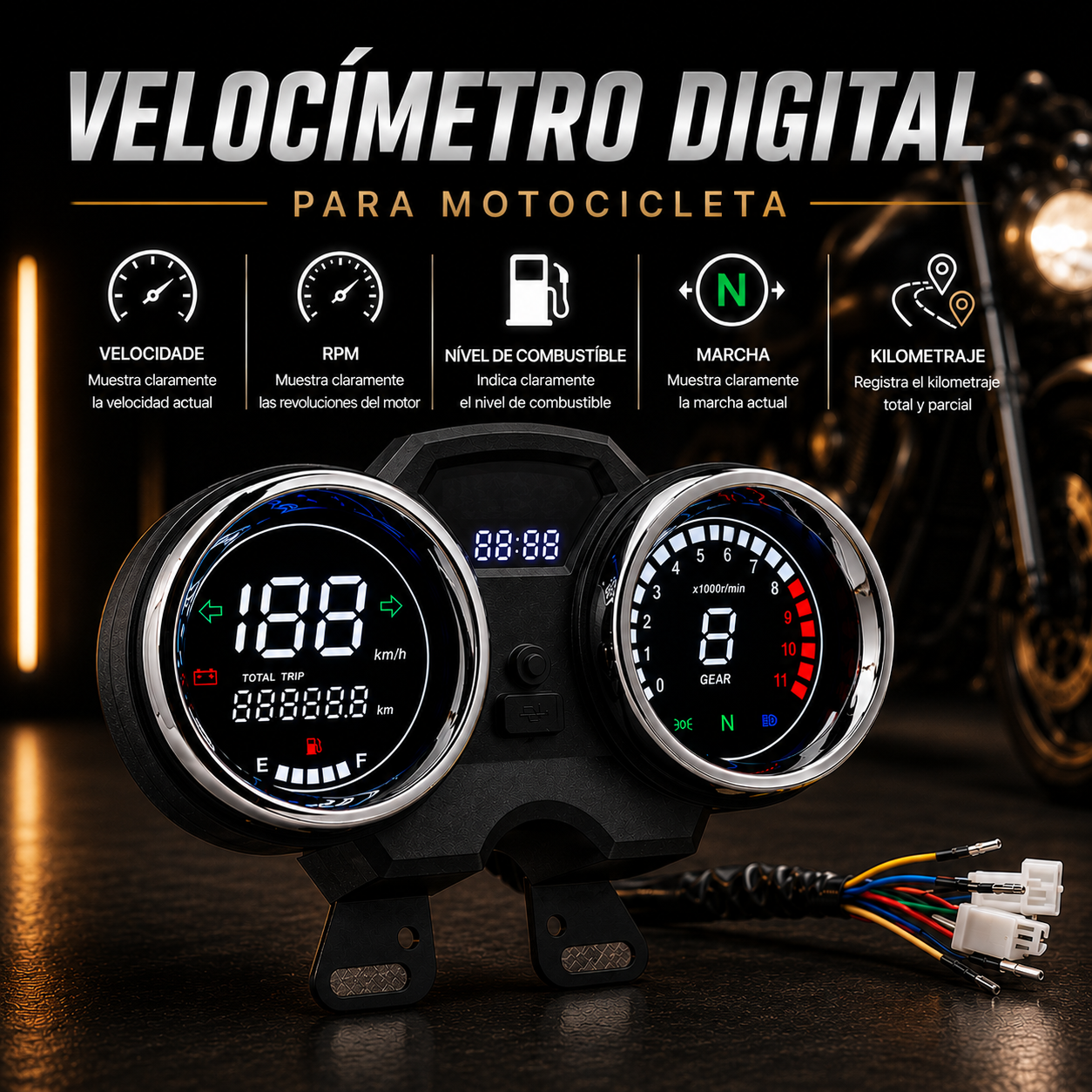 Painel digital universal para moto velocímetro tacômetro para (RC200 GN125F Suzuki GN125 GN150 GN 125 EN125 GSX125 QS125 Yes125)