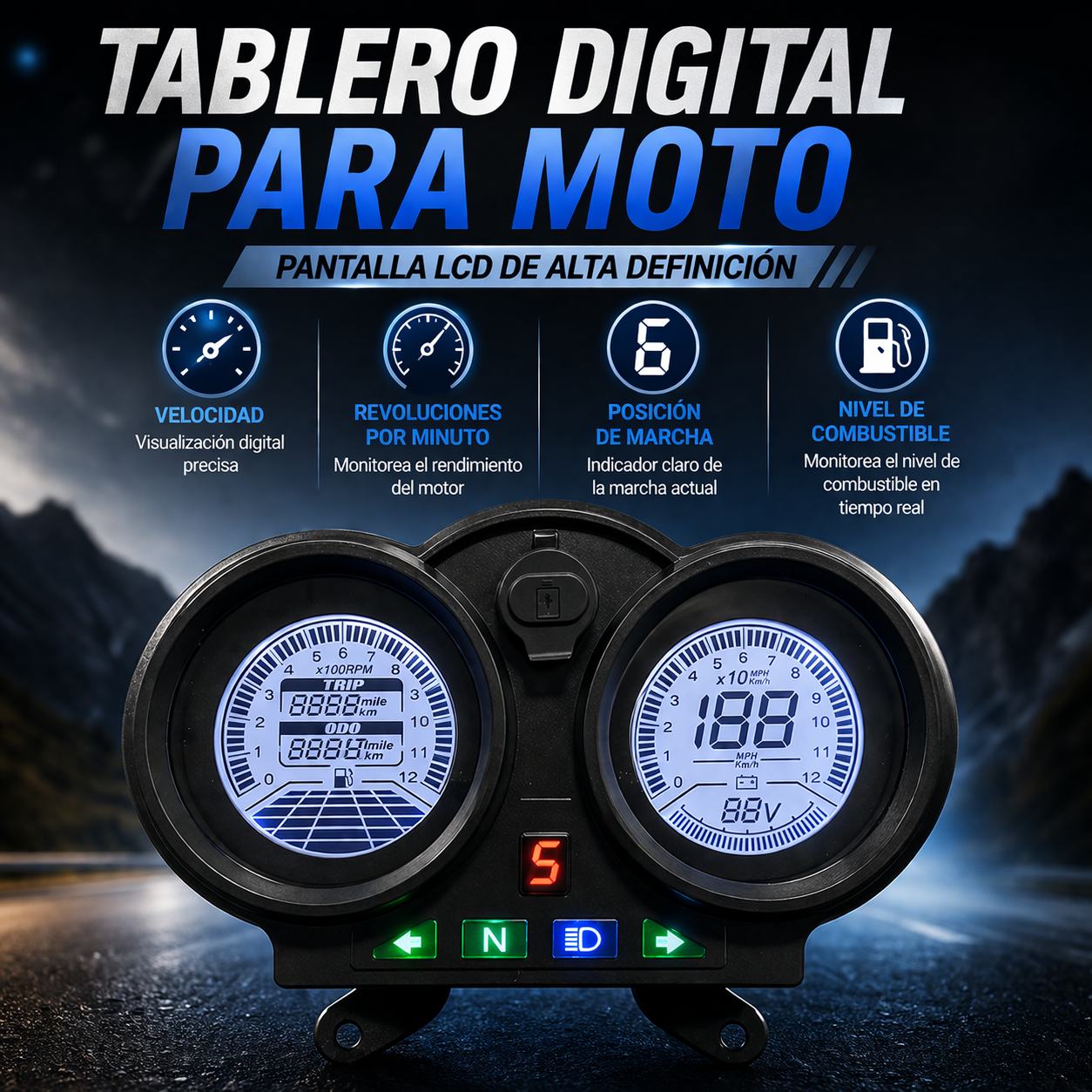 Painel digital para moto velocímetro tacômetro para (Bera SBR150 (Bera Moto 150cc CG))