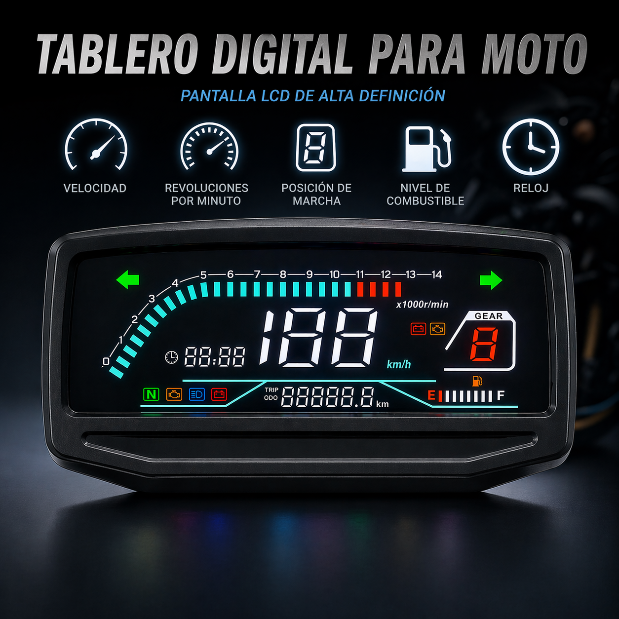Painel digital para moto com velocímetro e tacômetro para (Wuyang-Honda WY 125, GL PRO125, Keeway Horse 150 150cc, Honda CGL 125, Wanxin WY 150, Honda GL PRO, Honda GL MAX, ZS150-6, Lifan LF150, HONDA NL125, Velorex VX 125S, WX150-A 150)