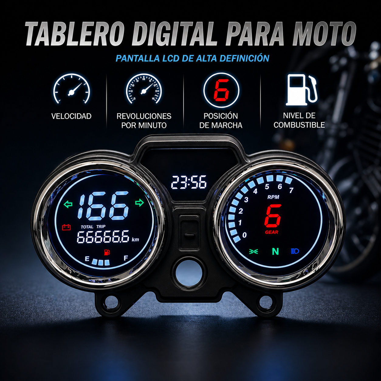 Painel digital para moto velocímetro tacômetro para (GN125, CM125, Italika Dt 125, Italika Ft 150, Suzuki GN 125, Italika Rc200, Ek Express 2024, Super Gato 150, CG 250, NOVO TAURO 200cc, VENTO Ryder 150, Kenton GL 200)