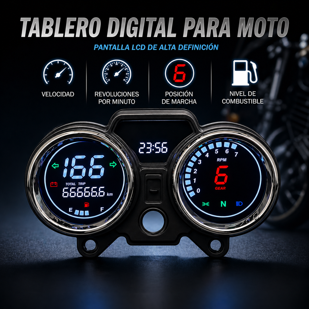 Painel digital para moto velocímetro tacômetro para (GN125, CM125, Italika Dt 125, Italika Ft 150, Suzuki GN 125, Italika Rc200, Ek Express 2024, Super Gato 150, CG 250, NOVO TAURO 200cc, VENTO Ryder 150, Kenton GL 200)