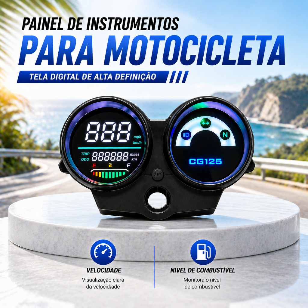 Painel digital para moto velocímetro tacômetro para (Honda CG 125 Titan/Titan KSE, Honda Fan 125 Es/Hero Splendor Plus, Honda Deluxe 125)