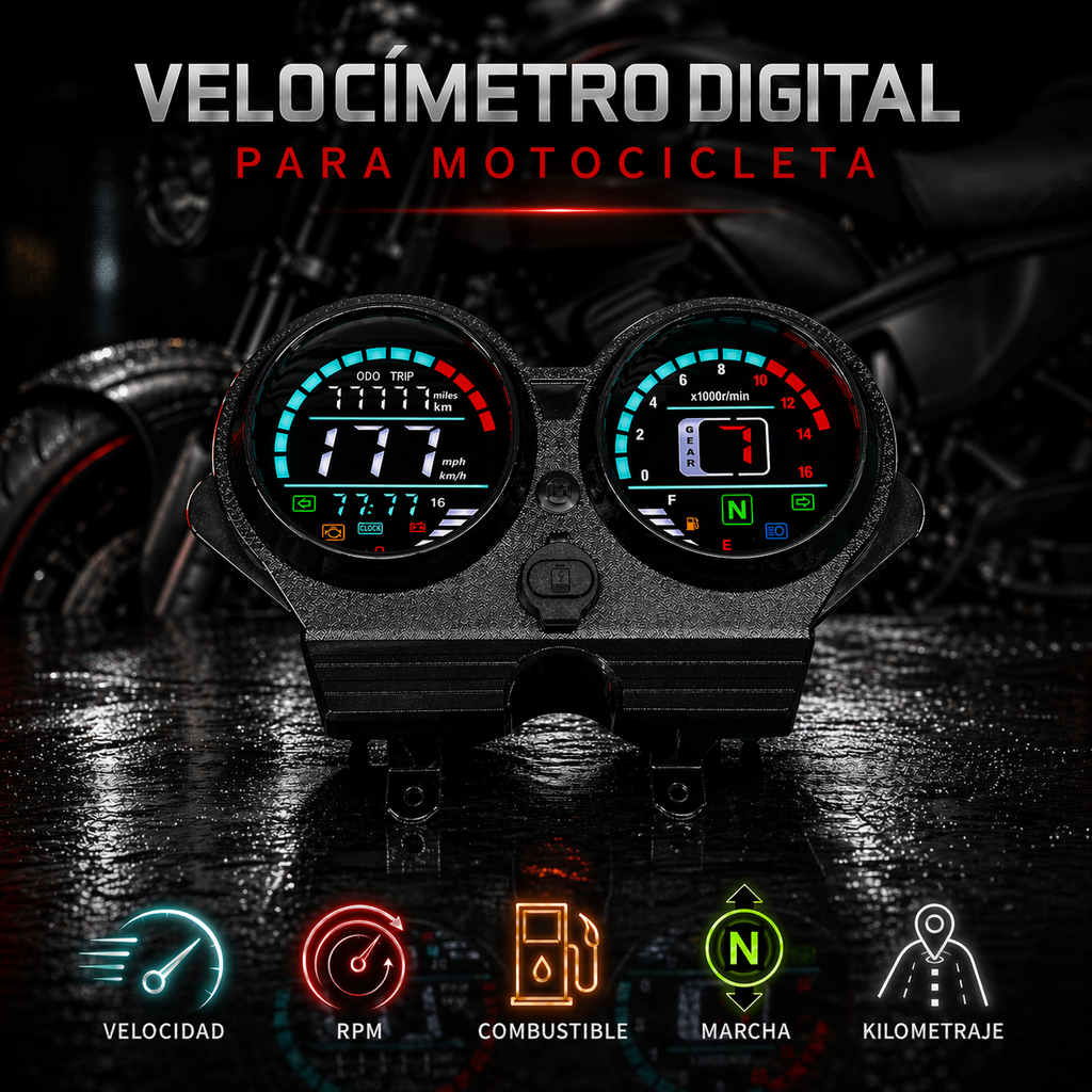 Painel digital para moto, velocímetro, tacômetro para (Honda CG 125 deluxe, Honda CG 125 DLX, Italika Forza 150 FT150 Gts, Haojue Xpress 125, MOTOTAXI 150, Land Roys RICO LR 150-28, Zongshen ZS-150, Zongshen Chambera 150, Zongshen RX150, Haojin 200)
