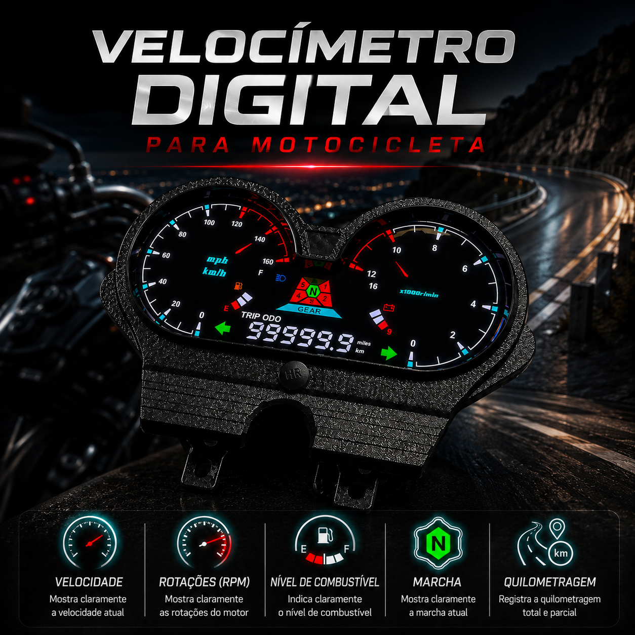 painel digital para moto velocímetro tacômetro para （Honda CG 125 deluxe, CG 125 DLX Italika Forza 150, FT150 Gts Mototaxi 150 Land Roys RICO LR 150-28 Zongshen zs-150, Chambera 150, RX150）