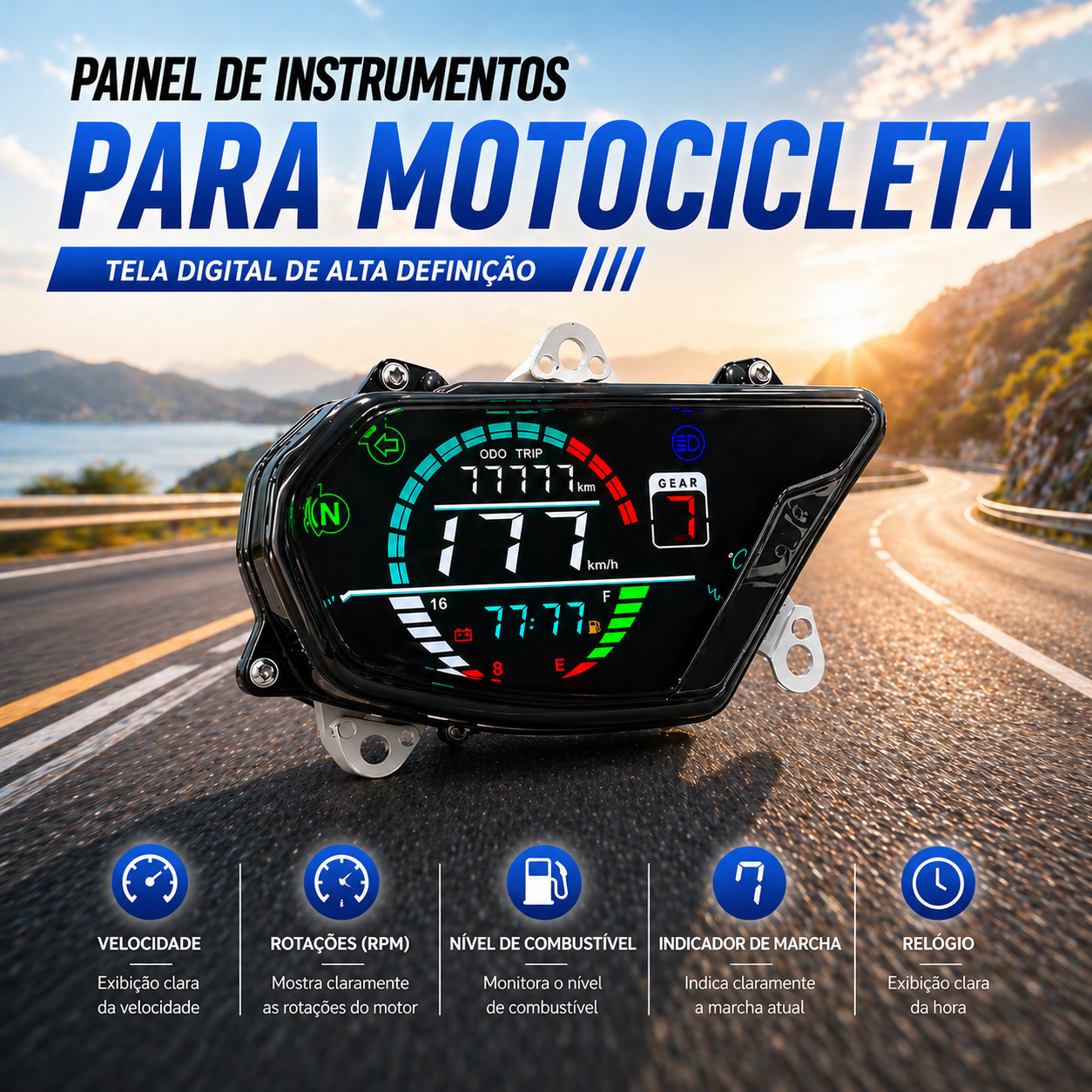 Painel digital para moto velocímetro tacômetro para (Honda POP110i)
