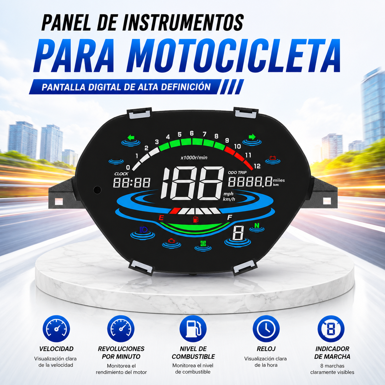 Painel digital de moto velocímetro tacômetro para (Honda Wave Alpha 100, Honda EX5 Classe 1 / CX / DX, Wave CX Alpha ano, Wave110 DX, Shineray Phoenix 50, AKT 110)