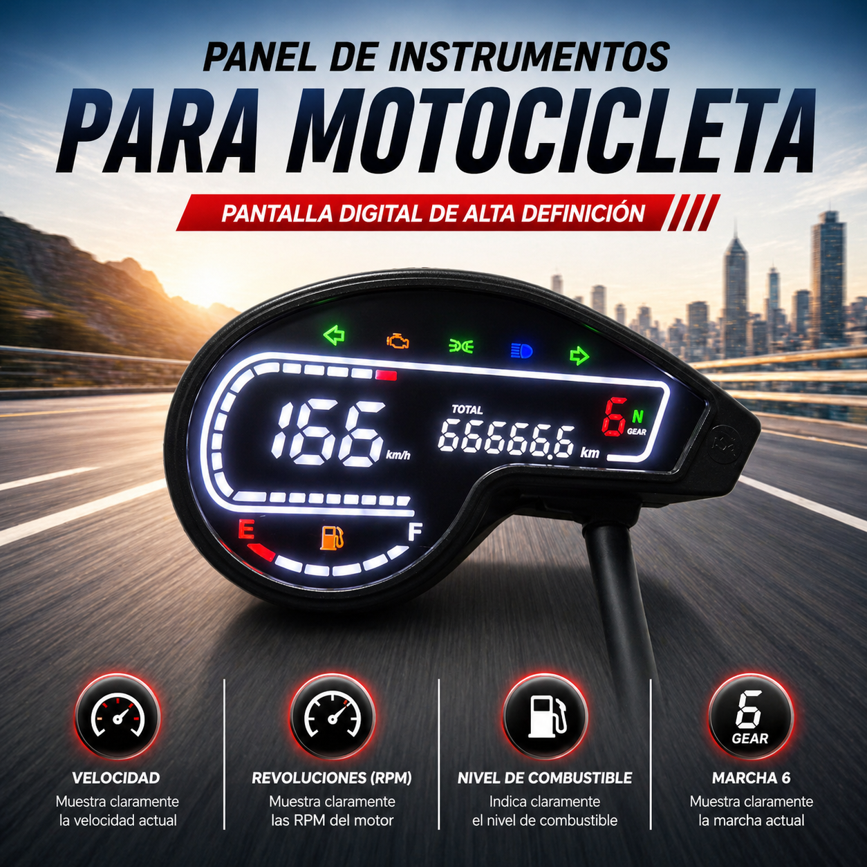 Painel digital universal para moto velocímetro tacômetro para (Honda nxr 150, italika DM150 DM200 DM250X, XM200, MRX125, Vento Crossmax200 Bros, honda XR 150, Italika DM200, GILERA SAHEL 150, Vento Crossmax 250, KATANA SMX 200, Empire Keeway TX150)
