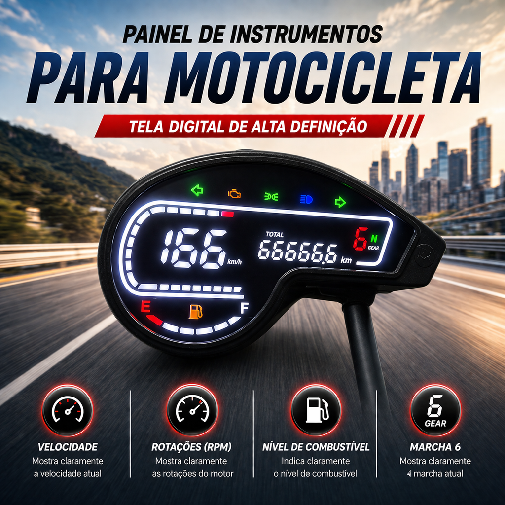 Painel digital universal para moto velocímetro tacômetro para (Honda nxr 150, italika DM150 DM200 DM250X, XM200, MRX125, Vento Crossmax200 Bros, honda XR 150, Italika DM200, GILERA SAHEL 150, Vento Crossmax 250, KATANA SMX 200, Empire Keeway TX150)