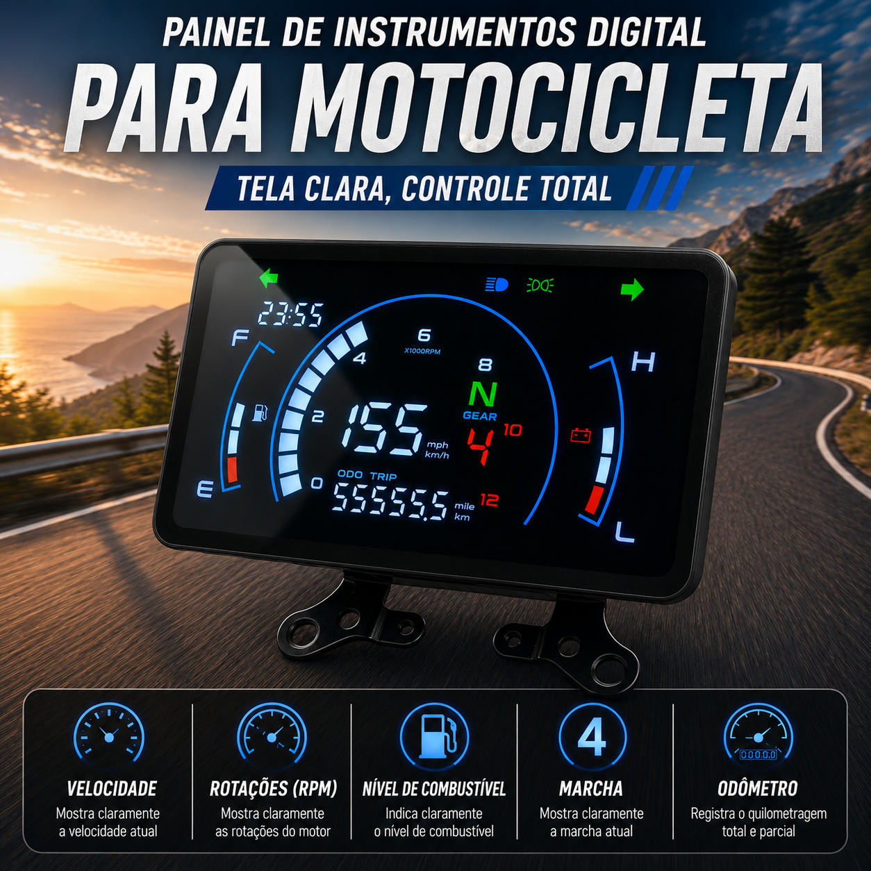 Painel digital para moto velocímetro tacômetro para (Honda TORNADO XR250, Vento Ryder 3.0 Xpress Workman 150)